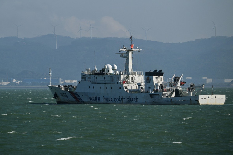 A Chinese Coast Guard vessel is seen along the coast of Xiamen, in China&rsquo;s southeastern Fujian province on May 25, 2026.