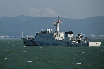A Chinese Coast Guard vessel is seen along the coast of Xiamen, in China&rsquo;s southeastern Fujian province on May 25, 2026.
