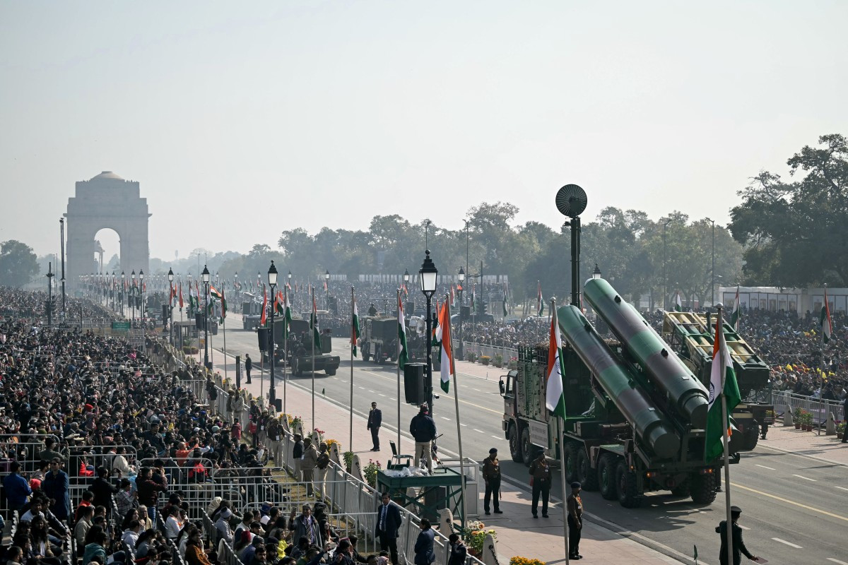 BrahMos supersonic cruise missile is pictured during India's 77th Republic Day parade at Kartavya Path in New Delhi on January 26, 2026.  