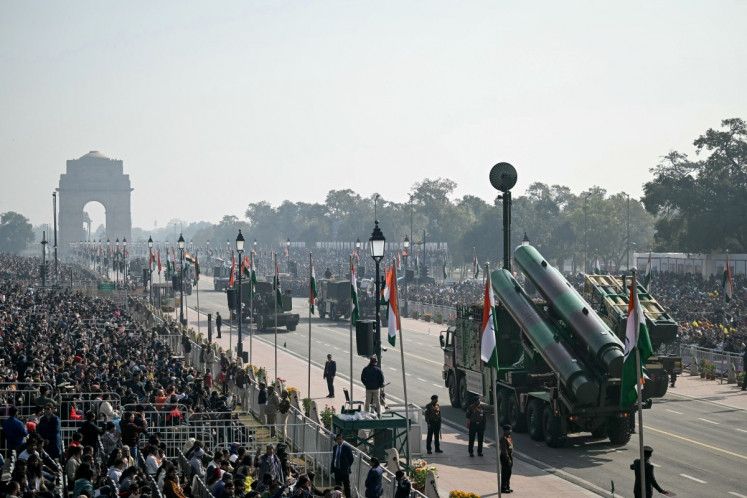 BrahMos supersonic cruise missile is pictured during India's 77th Republic Day parade at Kartavya Path in New Delhi on January 26, 2026.  