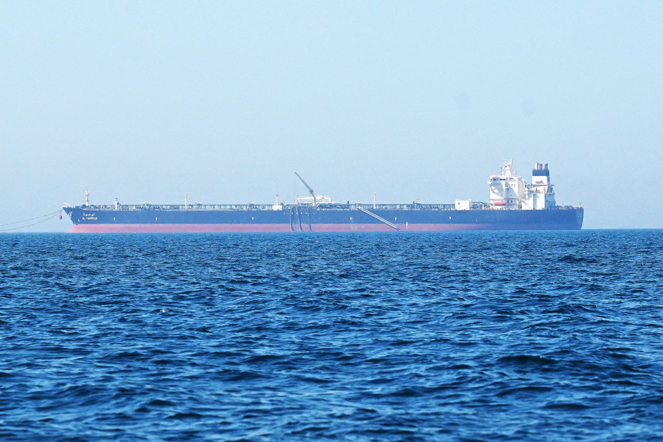 The 'Al-Yarmouk' oil tanker sails in the Arabian Gulf waters, off the coast of  Kuwait City on June 27, 2026.