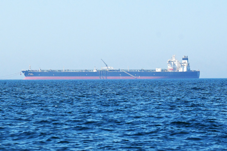 The 'Al-Yarmouk' oil tanker sails in the Arabian Gulf waters, off the coast of  Kuwait City on June 27, 2026.