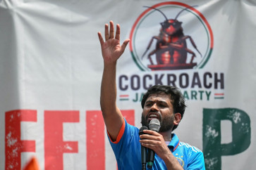 Cockroach Janta Party (CJP) founder Abhijeet Dipke addresses his supporters during a protest over alleged irregularities in the country's major examinations, in New Delhi on June 6, 2026. Cockroach Janta Party (CJP) founder Abhijeet Dipke, who flew back from the United States on June 6, began his second protest over alleged irregularities in India's major examinations, still ongoing at New Delhi's well-known protest site Jantar Mantar. 