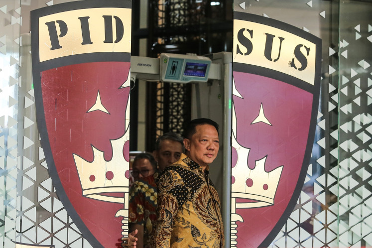 Assistant Attorney General for Special Crimes (Jampidsus) Febrie Adriansyah walks out of the Attorney General's Office (AGO) special crimes division building in South Jakarta ahead of a press briefing on July 10, 2026. Febrie denied allegations of his involvement in a corruption case pertaining to the coal supply to PLN.