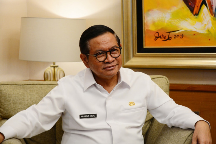 Jakarta Governor Pramono Anung speaks during an exclusive interview with The Jakarta Post editorial team on Jakarta&rsquo;s development at the TPUT transit room at Jakarta City Hall on Jan. 20, 2026.