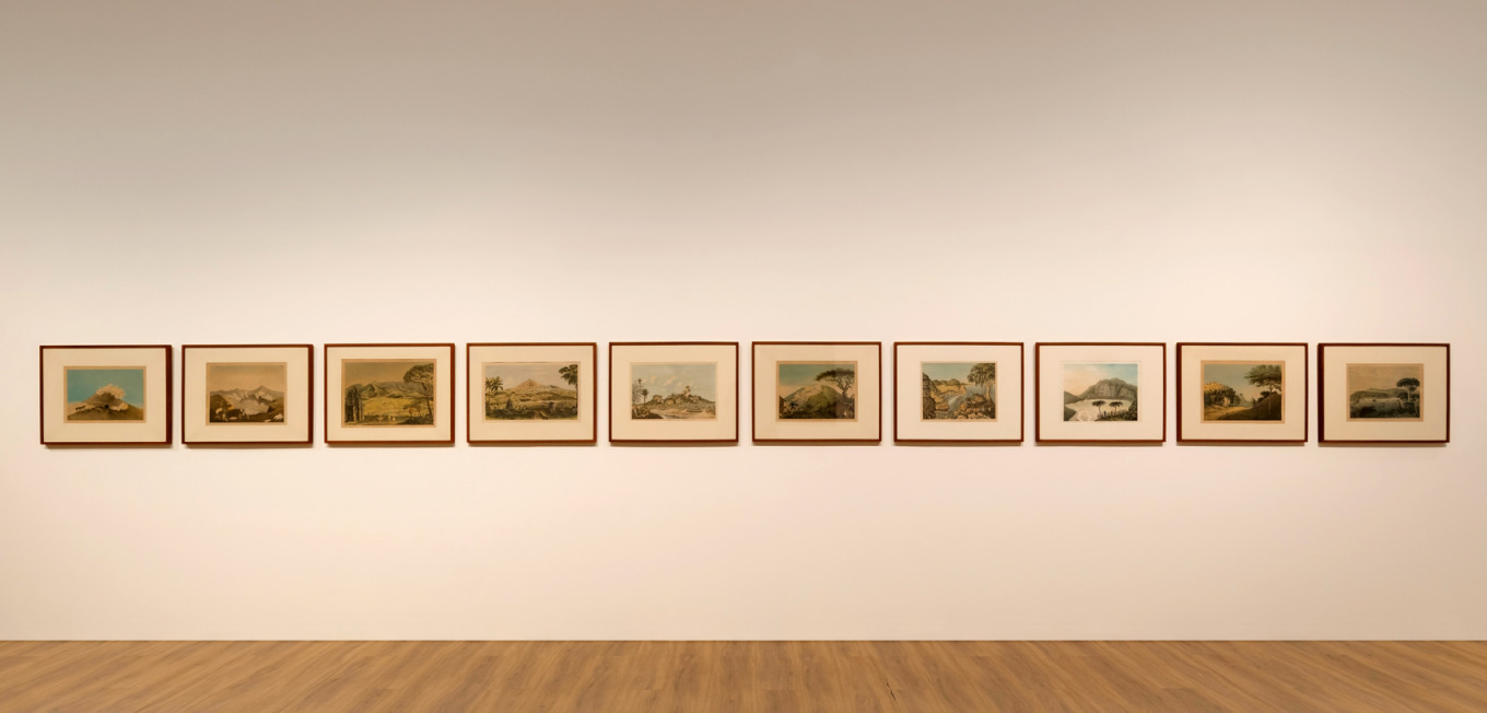 Mapping the landscape: A selection of lithographs by Franz Wilhelm Junghuhn is displayed as part of Where Are We in Time: A Season of Shifting Landscape at Museum MACAN in Jakarta, in this undated photograph.