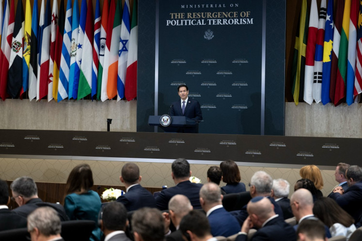 United States Secretary of State Marco Rubio makes opening statement during an event titled &ldquo;Ministerial on the Resurgence of Political Terrorism&ldquo; at the US Department of State on July 16 in Washington, DC.
