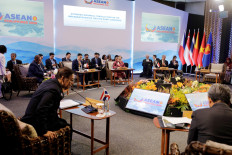 Philippine Foreign Secretary Theresa Lazaro (center) hosts an informal consultation on July 21, 2026, during the 59th ASEAN Foreign Ministers' Meeting at the Philippine International Convention Center in Pasay, Metro Manila.