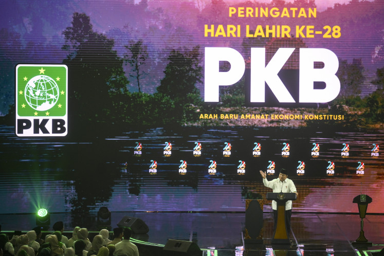 President Prabowo Subianto delivers a speech on Thursday during the 28th anniversary celebration of the National Awakening Party (PKB) in Jakarta. Held under the theme &ldquo;A New Direction for the Constitutional Economic Mandate&ldquo;, the event reaffirmed the party's commitment to supporting the government in strengthening Indonesia's economy.