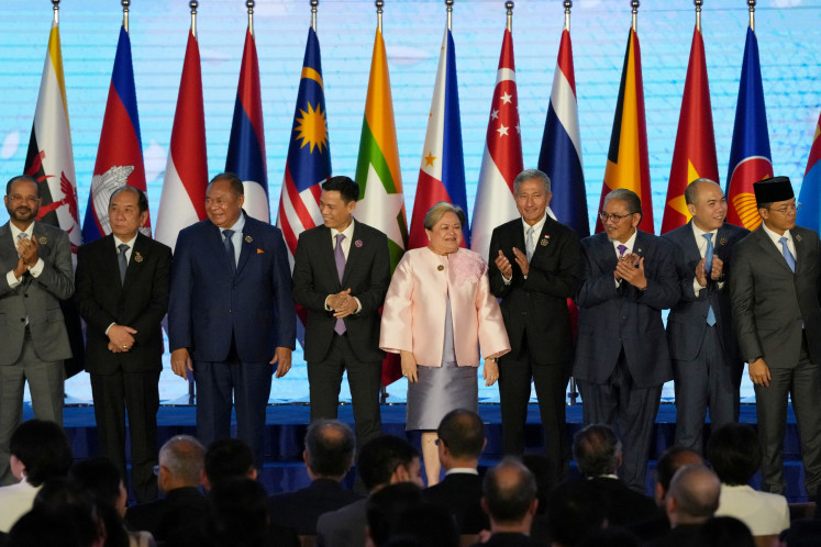 Philippines Foreign Secretary Theresa Lazaro and other leaders attend a group photo session during the High-Level Conference of the High Contracting Parties to the Treaty of Amity and Cooperation (TAC) on the sidelines of the Association of Southeast Asian Nations (ASEAN) Foreign Ministers' Meeting in Pasay, Metro Manila, on July 24, 2026.  