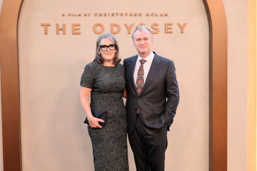 Producer Emma Thomas (left) and director Christopher Nolan attend 'The Odyssey' New York Premiere at AMC Lincoln Square Theater on July 14, 2026 in New York City, the United States.