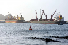 The Marshall Islands-flagged bulk carrier vessel Manta Ursula is pictured moored in Muscat on July 25, 2026.