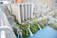 Construction proceeds on the Batang Toru hydroelectric power plant (PLTA) in North Sumatra.