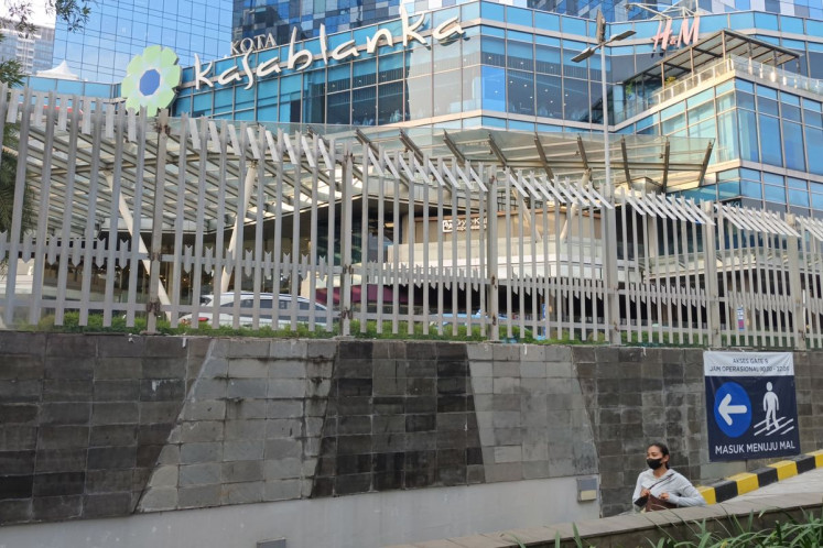High metal fences are seen on Aug. 31 around Kota Kasablanka shopping mall in South Jakarta. 