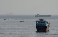 Vessels in the Strait of Hormuz, as seen from Musandam, Oman, August 3, 2026.