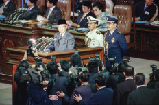 President BJ Habibie addresses the House of Representatives on Aug. 15, 1998, in Jakarta, where he called for military reform and a new democratic paradigm during the early days of Reform.