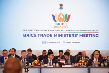 Trade Minister Budi Santoso (third left) speaks on Aug. 7-8, 2026, during the BRICS trade ministers&rsquo; meeting in Jaipur, India.
