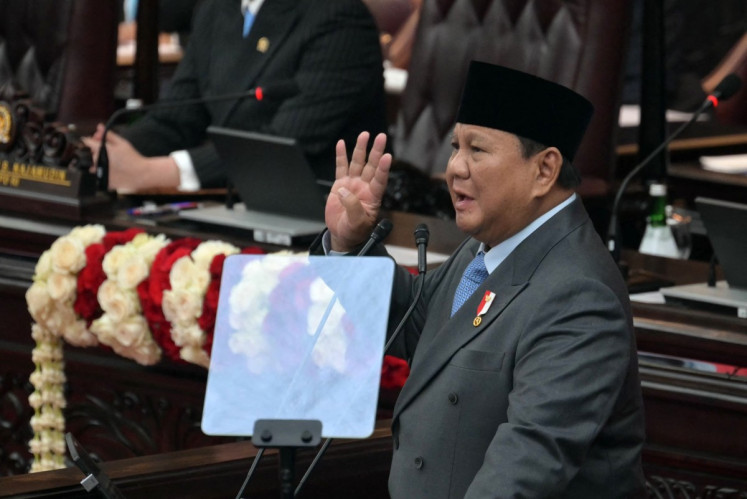 President Prabowo Subianto delivers his annual State of the Nation Address on Aug. 14 ahead of the country's Independence Day celebrations, in Jakarta. 