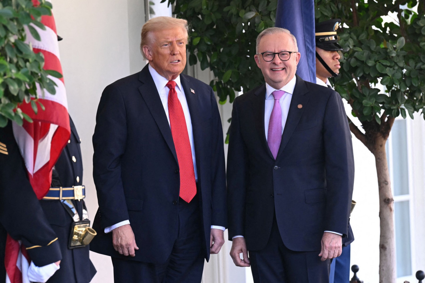 In this file photo, US President Donald Trump greets Australia's Prime Minister Anthony Albanese at the White House in Washington on October 20, 2025.