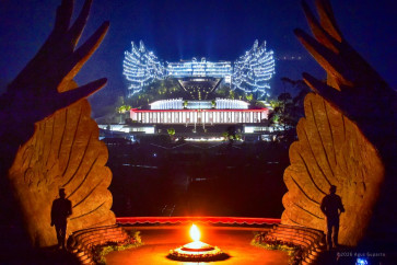 Nusantara Capital Authority (OIKN) head Basuki Hadimuljono leads the Sacred Reflection Night ceremony ahead of Indonesia&rsquo;s 81st Independence Day at Kusuma Bangsa Park in Nusantara, East Kalimantan, on Aug. 16, 2026.