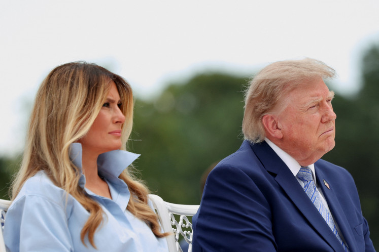 US President Donald Trump and first lady Melania Trump participate in a Fostering the Future announcement in the Rose Garden of the White House in Washington, D.C., August 20, 2026.