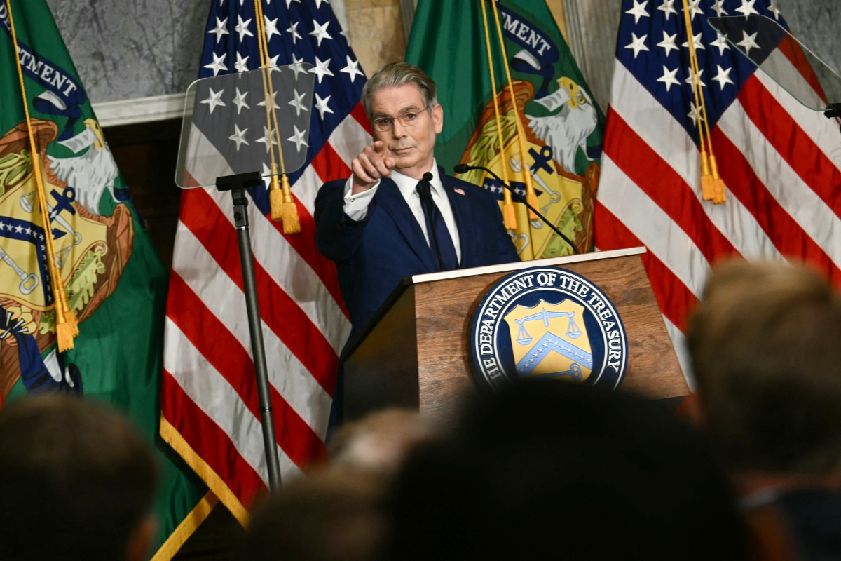 US Secretary of the Treasury Scott Bessent takes questions from reporters as he speaks during a press conference in Washington, DC on August 24, 2026.