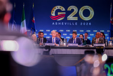 US Treasury Secretary Scott Bessent and Federal Reserve Chair Kevin Warsh attend a plenary session as finance ministers and central bank governors from G20 countries meet in Asheville, North Carolina, US, August 31, 2026.
