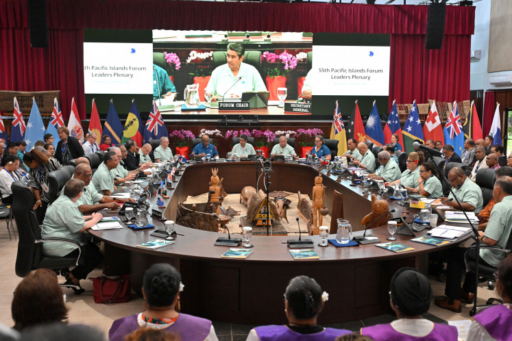 Pacific leaders attend the Leaders Plenary during the 55th Pacific Islands Forum Leaders Meeting in Koror, Palau, September 2, 2026. 