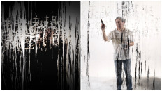 Writing through darkness: A combination of images shows "Writing in the Dark Rain" (2025), a single-channel video work by FX Harsono in which the artist writes against a dark backdrop streaked with paint. The work is part of Names in Our Veins, on display from Sept. 3 to Jan. 3, 2027, at the Stedelijk Museum Amsterdam in the Netherlands.