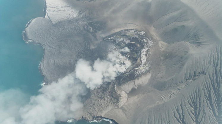 A drone view of Anak Krakatau volcano documented by a team from the Center for Volcanology and Geological Hazard Mitigation at Indonesia&rsquo;s Geological Agency on Saturday, Sept. 5, 2026. 