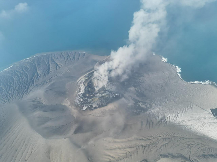 Anak Krakatau puffs smoke on Sept. 5, documented by a team from the Center for Volcanology and Geological Hazard Mitigation at Indonesia&rsquo;s Geological Agency.