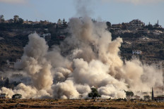 This photograph taken from the southern Lebanese village of al-Haniyya shows smoke as it rises from the site of an Israeli airstrike that targeted the village of al-Mansouri on Sept. 10, 2026.