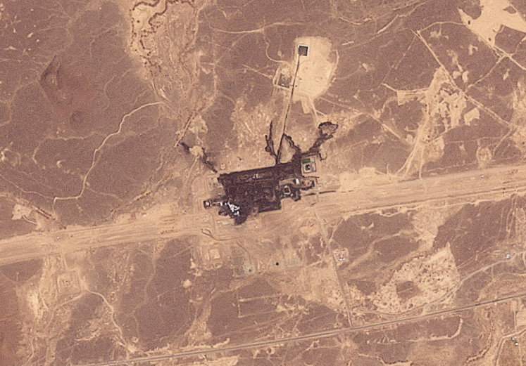 This Planet Labs PBC satellite image shows damage to the East-West pipeline facility in the Hejaz Region, Saudi Arabia, on Sept. 11, 2026.