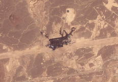 This Planet Labs PBC satellite image shows damage to the East-West pipeline facility in the Hejaz Region, Saudi Arabia, on Sept. 11, 2026.