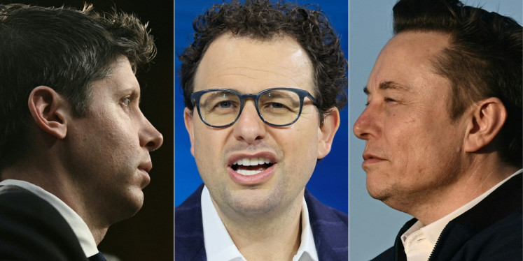 This combination of pictures created on September 12, 2026 shows (left to right) Open AI CEO Sam Altman in Washington, DC, on May 8, 2025, Anthropic CEO Dario Amodei in New York on December 3, 2025, and Elon Musk in Morristown, New Jersey, on March 22, 2025. Anthropic CEO Dario Amodei on September 12, 2026, called on artificial intelligence (AI) firms to slow down the development of the powerful technology, amid mounting worries over the risks of &ldquo;superintelligent&ldquo; computer systems.