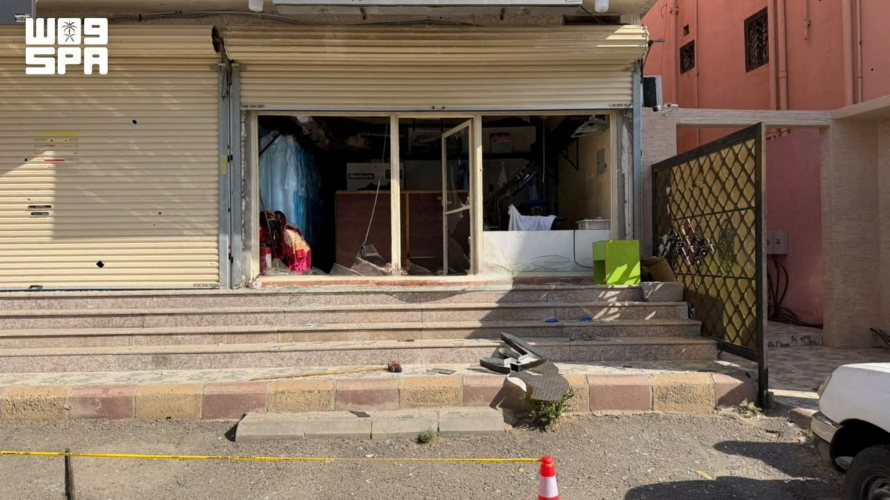 View of a damaged building after Saudi Arabia's civil defense said a Yemeni living in Saudi Arabia had been killed by debris from a drone intercepted over the western city of Taif in Saudi Arabia on Sept. 17, 2026. 