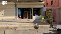 View of a damaged building after Saudi Arabia's civil defense said a Yemeni living in Saudi Arabia had been killed by debris from a drone intercepted over the western city of Taif in Saudi Arabia on Sept. 17, 2026. 
