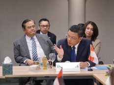 Foreign Minister Sugiono speaks on Monday at a ministerial meeting of the Group of Eight Arab and Muslim nations in New York City, the United States, on the sidelines of the 81st United Nations General Assembly.