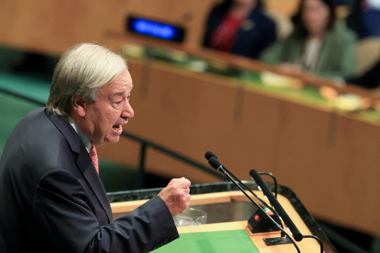 United Nations Secretary-General Antonio Guterres addresses the 81st United Nations General Assembly at UN headquarters in New York City, US, September 22, 2026.  
