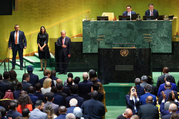 United Nations Secretary-General Antonio Guterres gestures after addressing the 81st United Nations General Assembly at UN headquarters in New York City, the United States, on Sept. 22, 2026.