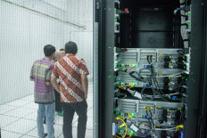 A closer look at a supercomputer, on Wednesday. BRIN and the South Korean delegation to ASEAN gives a tour to representatives of ASEAN member states of the HPC facility in Cibinong, West Java.