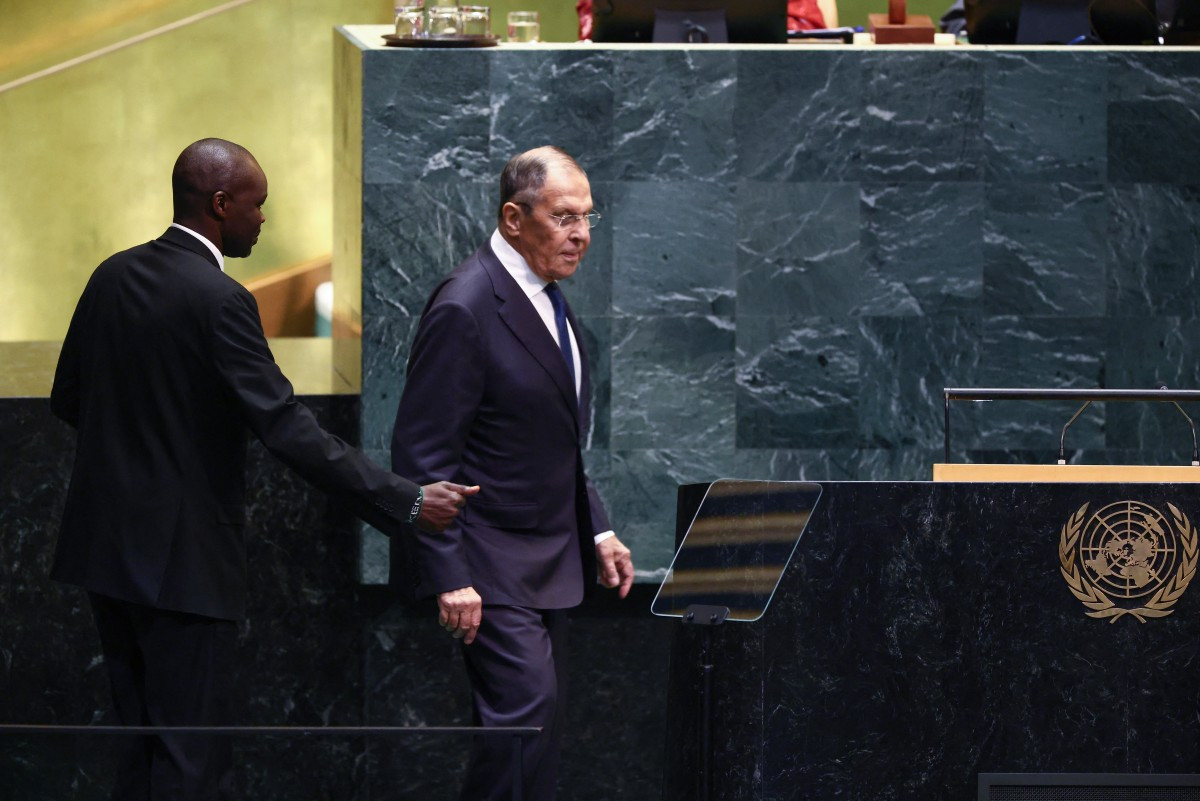 Russia's Foreign Minister Sergey Lavrov arrives to speak during the 81st United Nations General Assembly at UN headquarters in New York on September 26, 2026.