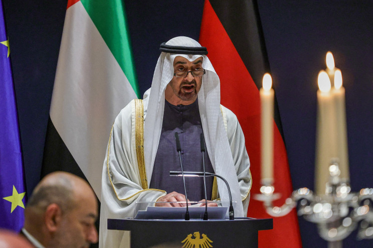 The President of the United Arab Emirates, Sheikh Mohammed bin Zayed Al Nahyan, delivers a speech during a banquet official toast at the official presidential residence, in Berlin, Germany, September 10, 2026.