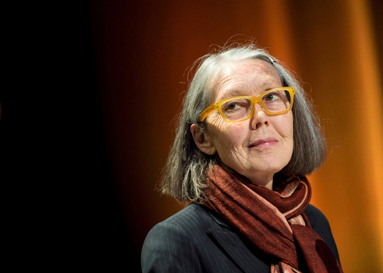 Canadian poet Anne Carson performs her work &ldquo;Antigonick&ldquo; at the Moderna Museet art gallery in Stockholm, Sweden, in this file photograph dated May 8, 2015. 