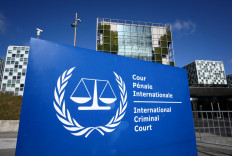 This general view shows the exterior and the logo of the International Criminal Court (ICC) in The Hague on March 28, 2026.