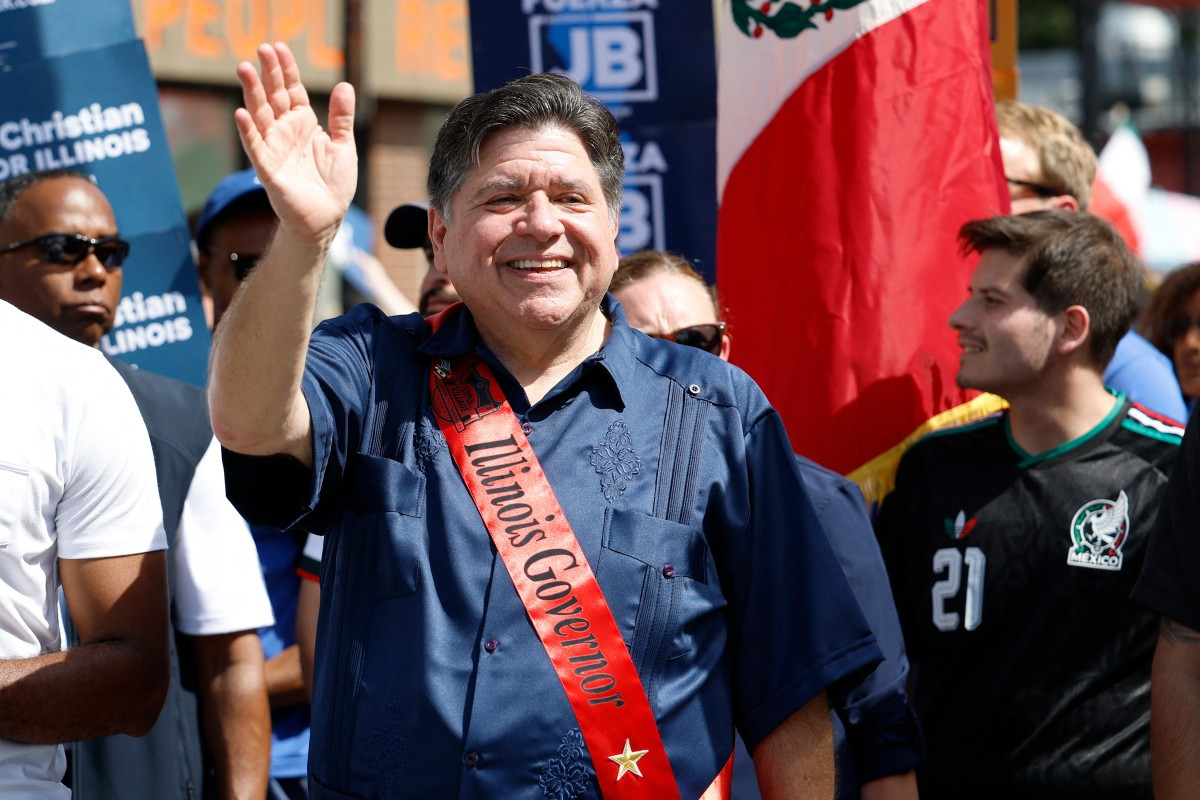 Illinois governor JB Pritzker walks during the 55th Annual 26th Street Mexican Independence Day parade in Chicago on September 13, 2026. 