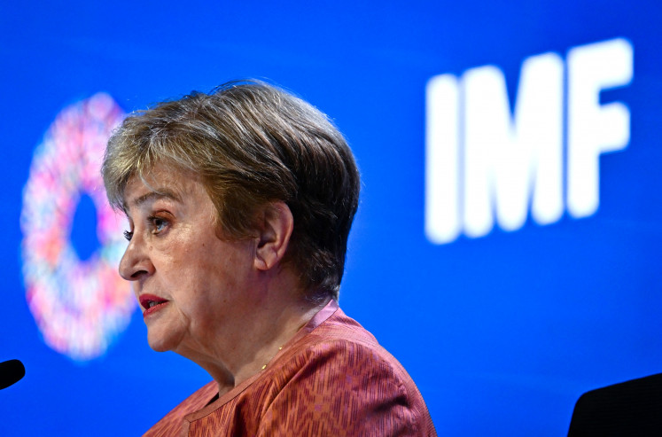 IMF Managing Director Kristalina Georgieva speaks during the IMFC press briefing at the Annual Meetings of the International Monetary Fund (IMF) and the World Bank Group (WBG) in Bangkok on Oct. 17, 2026.