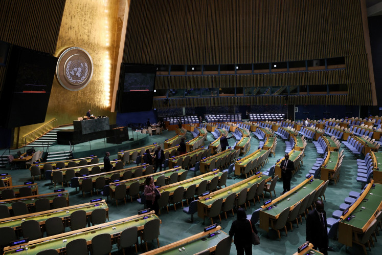 A general view of the United Nations General Assembly (UNGA) hall at the UN headquarters, as the 81st UNGA takes place in New York City, the United States, on Sept. 22, 2026. 