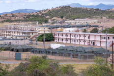 Migrant deterrent: A tent camp for holding immigrant detainees stand in a yard at the Illegal Alien Holding Operations Center at the Guantanamo Bay United States military prison in Cuba on Feb. 6, 2025.

