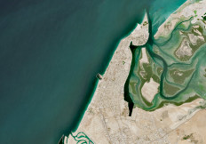 Satellite imagery shows UAE shore before oil spill, off the coast of United Arab Emirates Oct. 19, 2026.